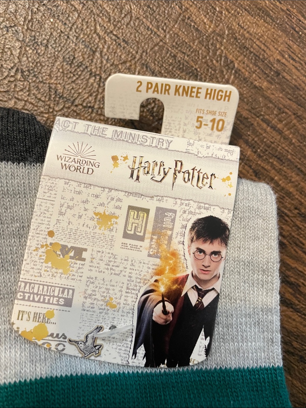Harry Potter green and gray Slytherin Hogwarts gray and black Knee Socks